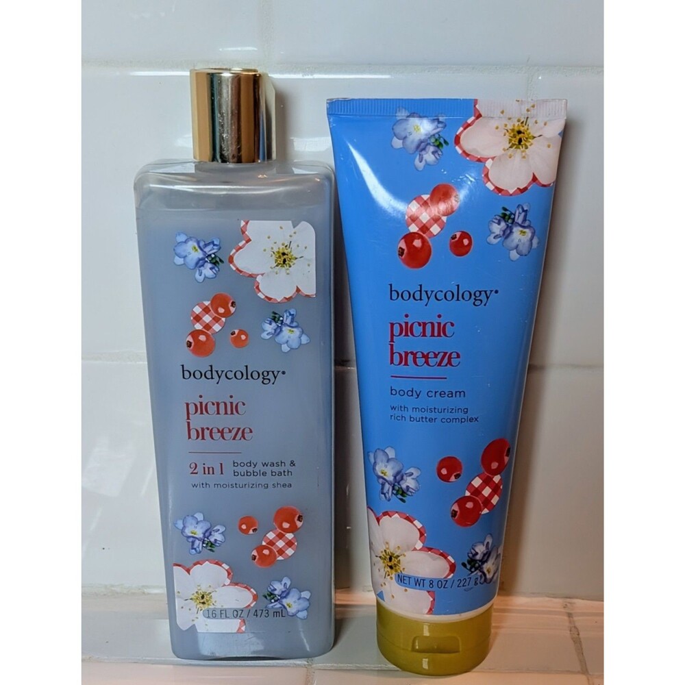 Bodycology Picnic Breeze Set 2-in-1 Body Wash Bubble Bath & Body Cream Rare